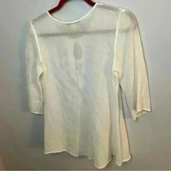 Missy Robertson Women Size S White Blouse Beading Flowy Boho Lightweight - Picture 5 of 10